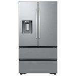 Front. Samsung - Open Box 25 cu. ft. French Door Counter Depth Smart Refrigerator with Four Types of Ice - Stainless Steel.