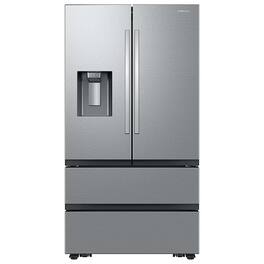 Samsung - Open Box 25 cu. ft. 4-Door French Door Counter Depth Smart Refrigerator with Four Types of Ice - Stainless Steel