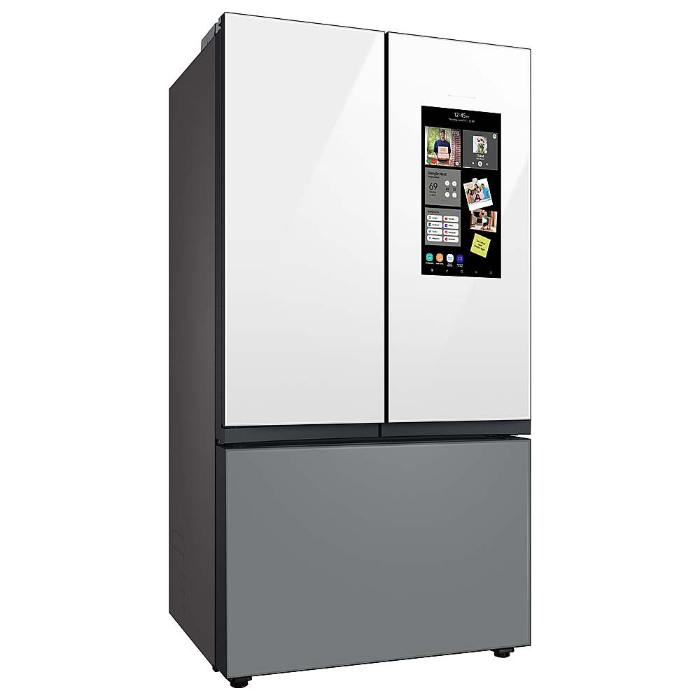 Alt View 11. Samsung - Open Box BESPOKE 24 cu. ft. 3-Door French Door Counter Depth Smart Refrigerator with Family Hub - Gray Glass.