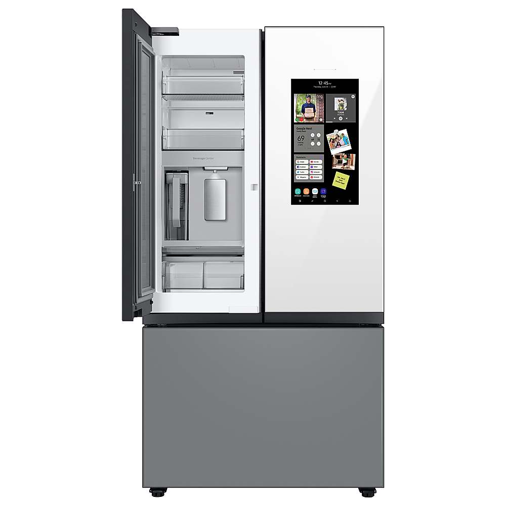 Alt View 14. Samsung - Open Box BESPOKE 24 cu. ft. 3-Door French Door Counter Depth Smart Refrigerator with Family Hub - Gray Glass.
