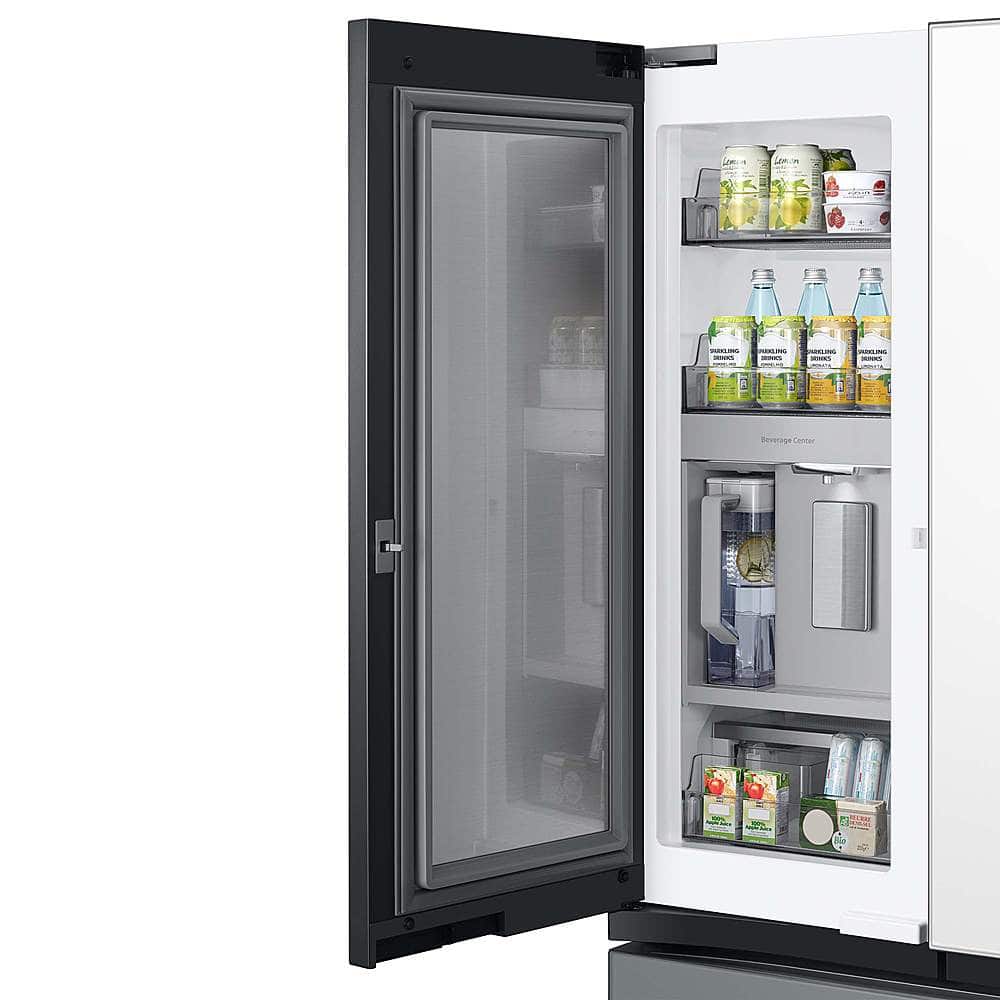 Alt View 17. Samsung - Open Box BESPOKE 24 cu. ft. 3-Door French Door Counter Depth Smart Refrigerator with Family Hub - Gray Glass.