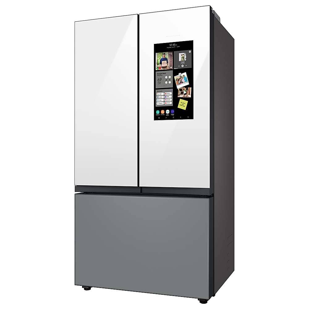 Alt View 20. Samsung - Open Box BESPOKE 24 cu. ft. 3-Door French Door Counter Depth Smart Refrigerator with Family Hub - Gray Glass.