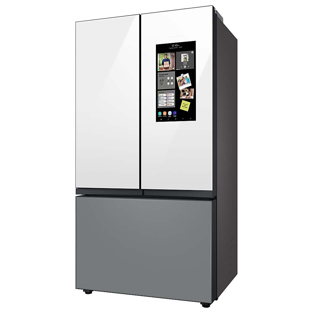 Alt View 20. Samsung - Open Box BESPOKE 24 cu. ft. 3-Door French Door Counter Depth Smart Refrigerator with Family Hub - Gray Glass.