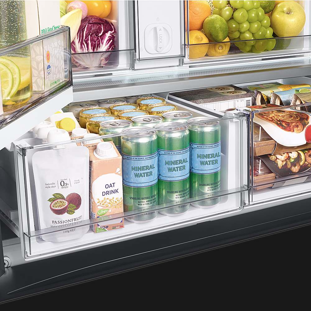 Alt View 19. Samsung - Open Box BESPOKE 24 cu. ft. French Door Counter Depth Smart Refrigerator with Family Hub - Custom Panel Ready.