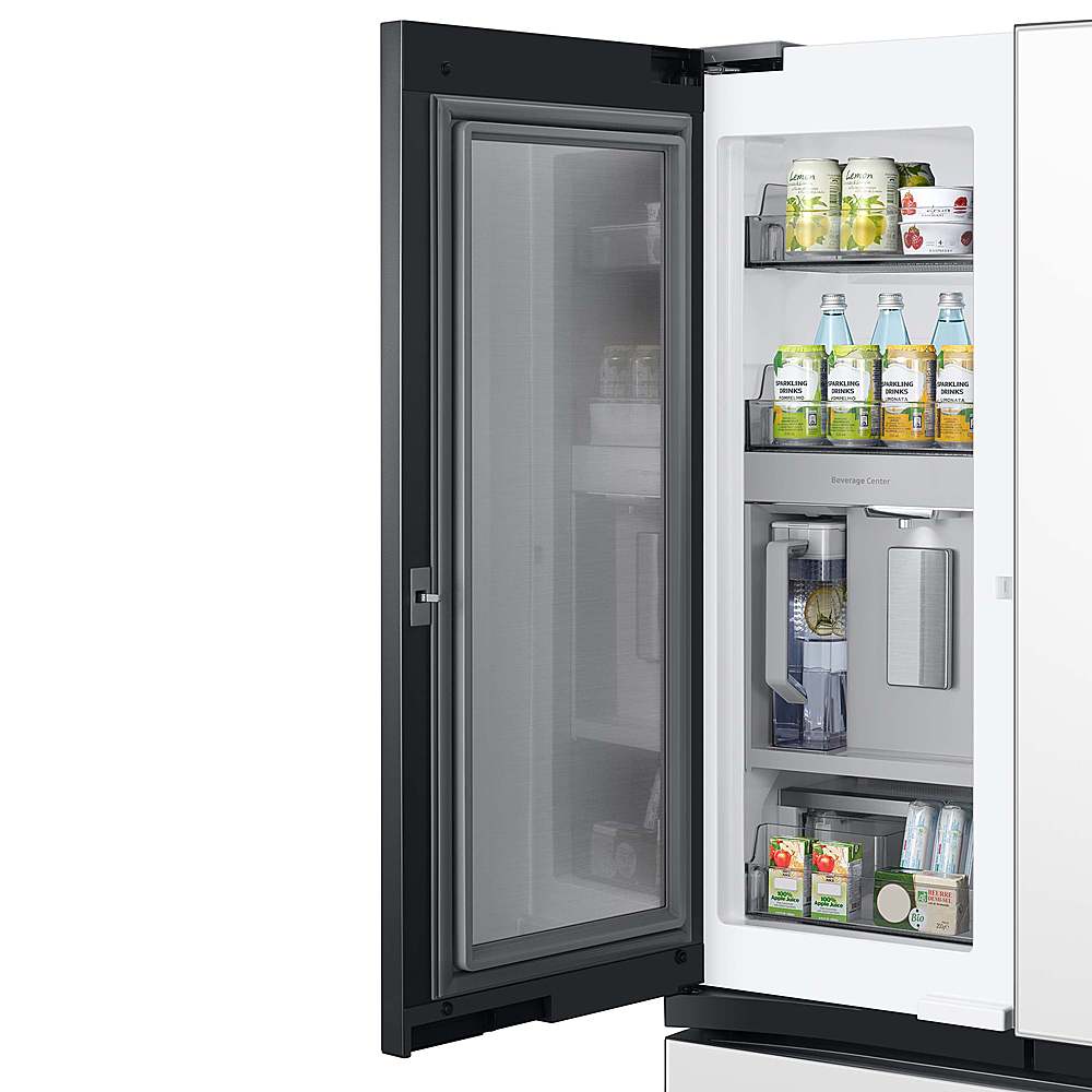 Alt View 17. Samsung - Open Box BESPOKE 30 cu. ft. 3-Door French Door Smart Refrigerator with Beverage Center - White Glass.