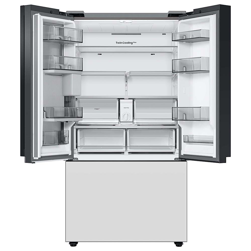 Alt View 20. Samsung - Open Box BESPOKE 30 cu. ft. 3-Door French Door Smart Refrigerator with Beverage Center - White Glass.