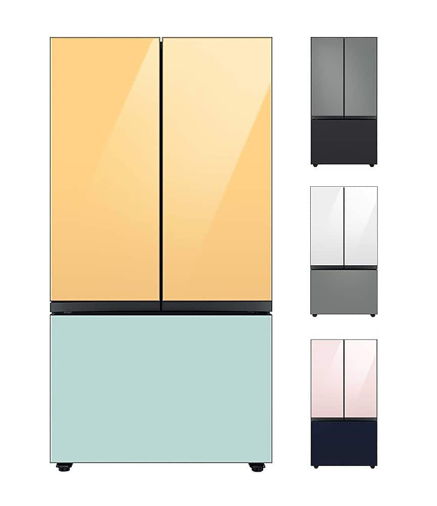 Front. Samsung - Open Box BESPOKE 30 cu. ft. 3-Door French Door Smart Refrigerator with Beverage Center - Custom Panel Ready.