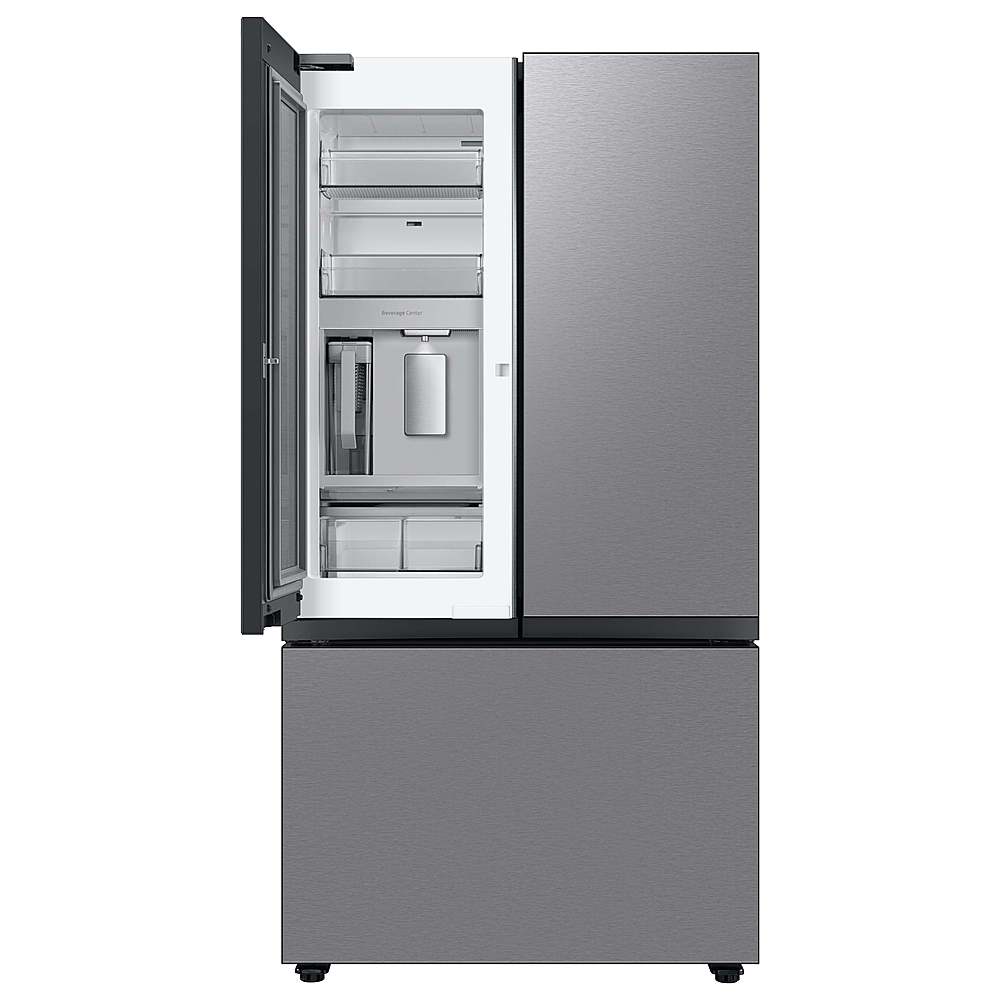 Alt View 14. Samsung - Open Box BESPOKE 24 cu. ft. French Door Counter Depth Smart Refrigerator with Beverage Center - Stainless Steel.