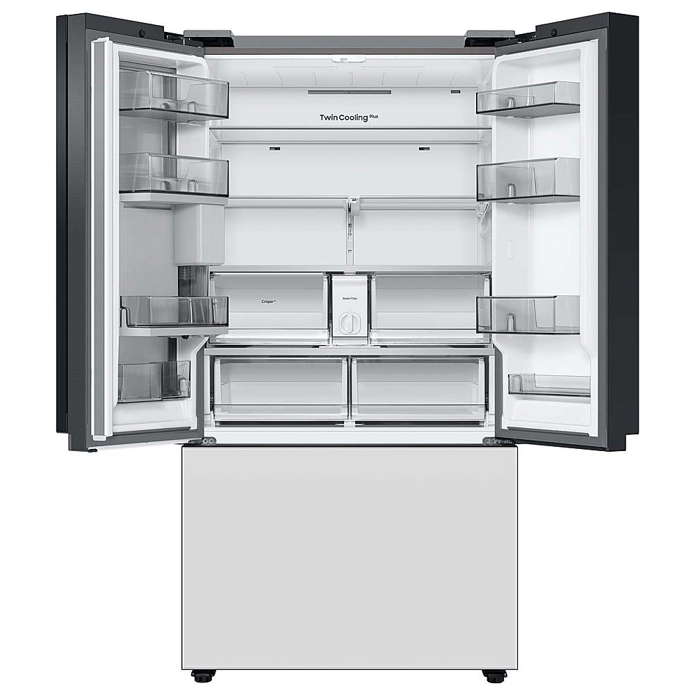 Alt View 20. Samsung - Open Box BESPOKE 24 cu. ft. 3-Door French Door Counter Depth Smart Refrigerator with Beverage Center - White Glass.