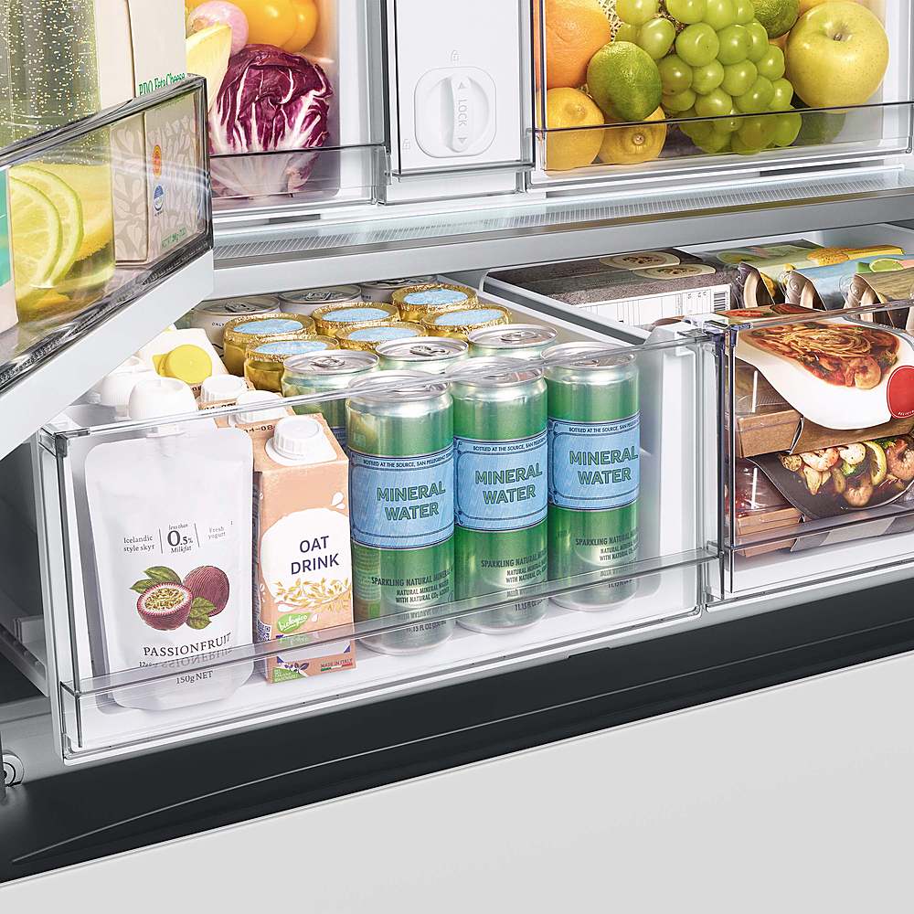 Alt View 19. Samsung - Open Box BESPOKE 24 cu. ft. 3-Door French Door Counter Depth Smart Refrigerator with Beverage Center - Custom Panel Ready.