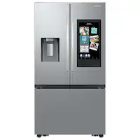 Samsung - 36 in. Wide Open Box 30 cu. ft. 3-Door French Door Smart Refrigerator with Family Hub - Stainless Steel - Front_Zoom