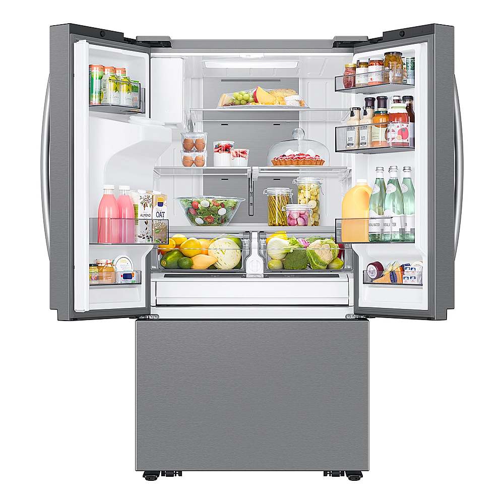 Alt View 14. Samsung - Open Box 30 cu. ft. 3-Door French Door Smart Refrigerator with Family Hub - Stainless Steel.