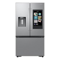 Samsung - Open Box 25 cu. ft. 3-Door French Door Counter Depth Smart Refrigerator with Family Hub - Stainless Steel - Front_Zoom