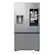 Front. Samsung - Open Box 25 cu. ft. 3-Door French Door Counter Depth Smart Refrigerator with Family Hub - Stainless Steel.