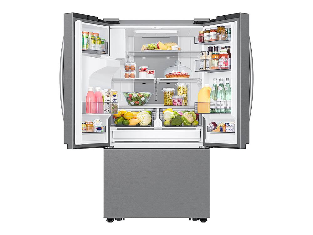 Alt View 14. Samsung - Open Box 25 cu. ft. 3-Door French Door Counter Depth Smart Refrigerator with Family Hub - Stainless Steel.