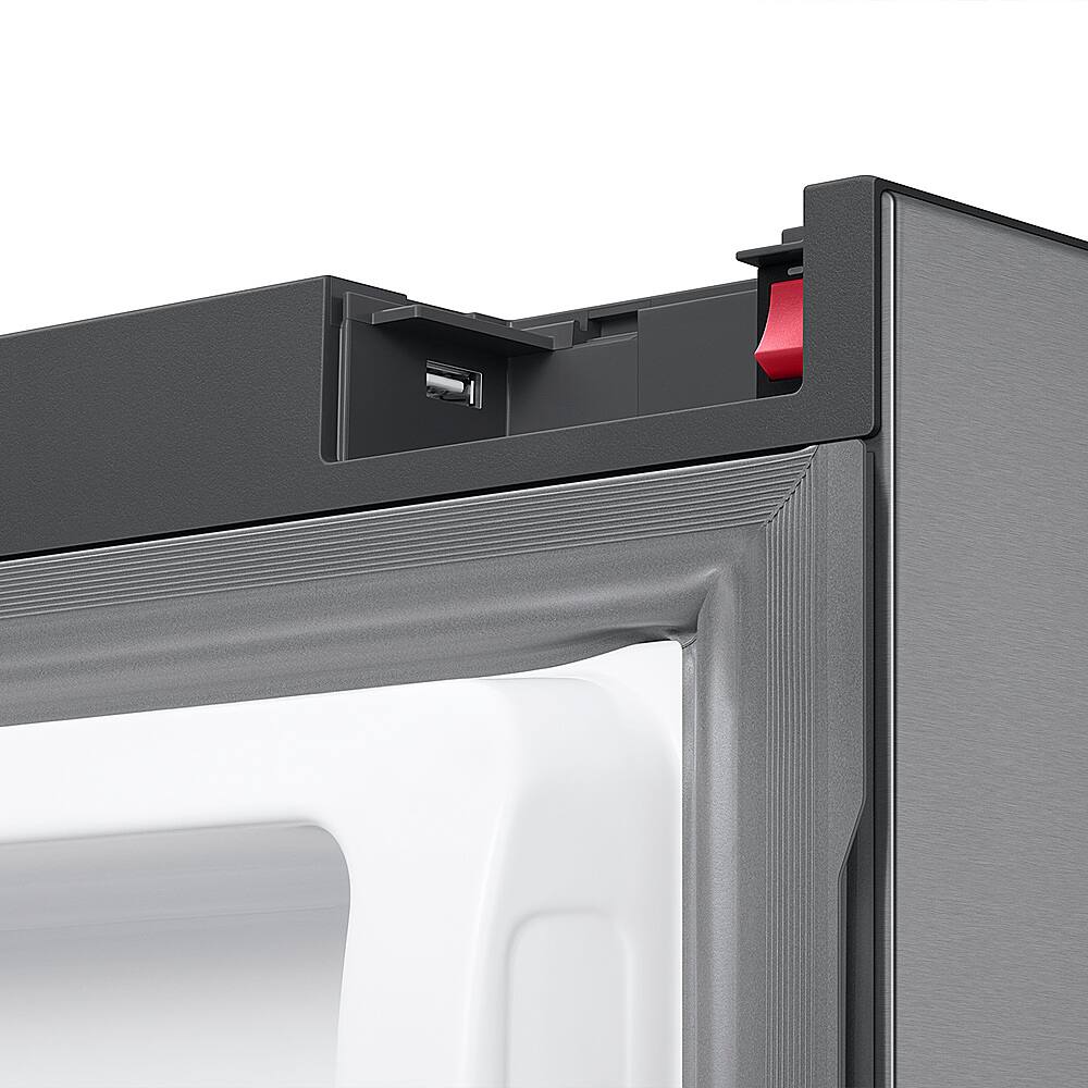 Alt View 16. Samsung - Open Box 25 cu. ft. 3-Door French Door Counter Depth Smart Refrigerator with Family Hub - Stainless Steel.