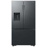 Samsung - Open Box 31 cu. ft. 3-Door French Door Smart Refrigerator with Four Types of Ice - Fingerprint Resistant Matte Black Steel - Front_Zoom