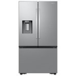 Front. Samsung - Open Box 26 cu. ft. French Door Counter Depth Smart Refrigerator with Four Types of Ice - Stainless Steel.