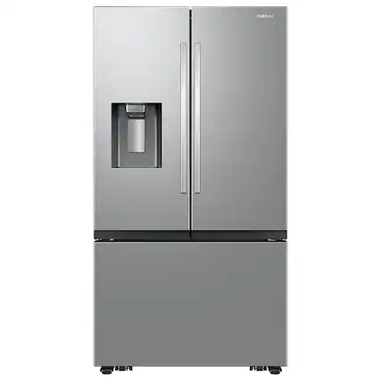 Front. Samsung - Open Box 26 cu. ft. French Door Counter Depth Smart Refrigerator with Four Types of Ice - Fingerprint Resistant Stainless Steel.