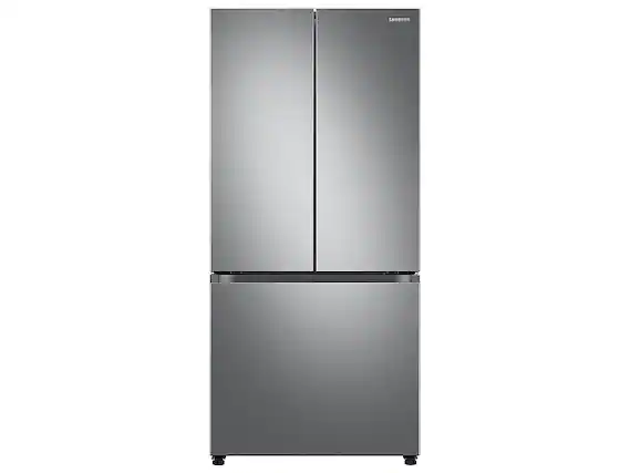 Front. Samsung - Open Box 25 cu. ft. 3-Door French Door Smart Refrigerator with Dual Auto Ice Maker - Stainless Steel.