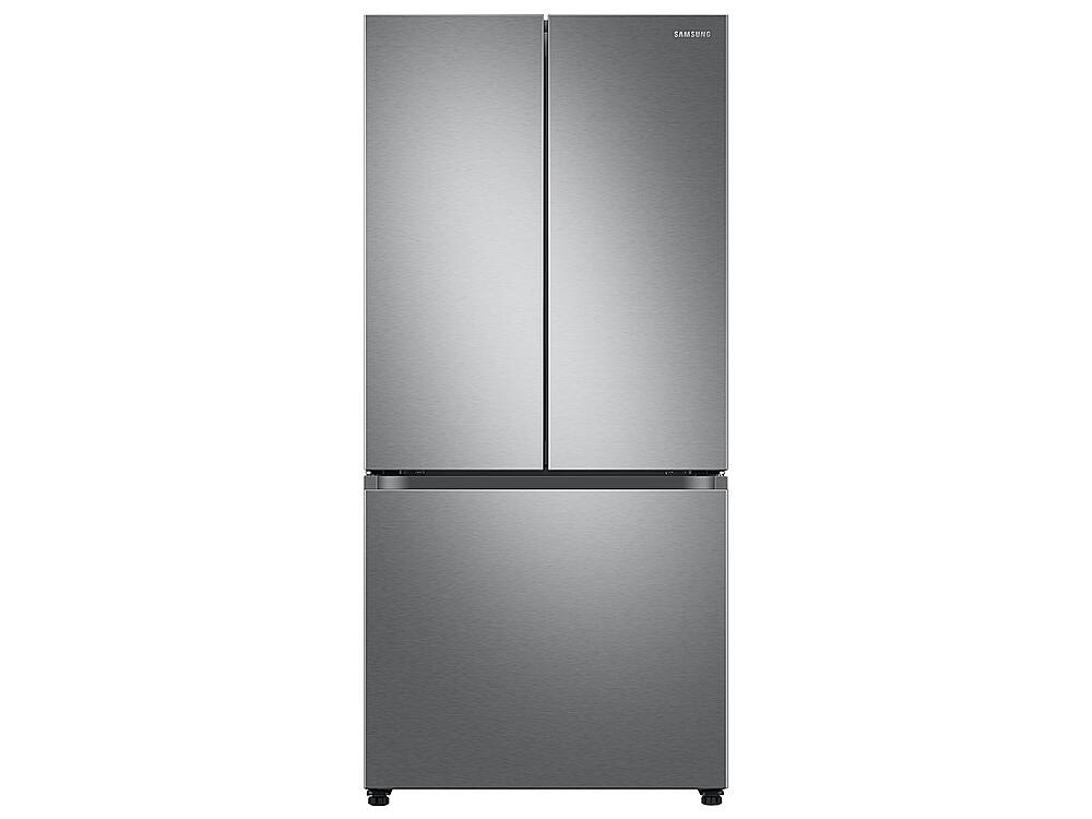 Front. Samsung - Open Box 25 cu. ft. 3-Door French Door Smart Refrigerator with Dual Auto Ice Maker - Stainless Steel.