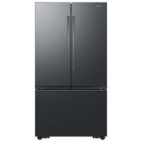 Samsung - Open Box 32 cu. ft. 3-Door French Door Smart Refrigerator with Dual Auto Ice Maker - Matte Black - Front_Zoom