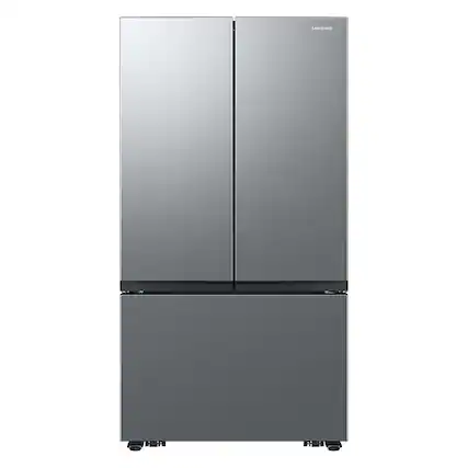 Front. Samsung - Open Box 27 cu. ft. 3-Door French Door Counter Depth Smart Refrigerator with Dual Auto Ice Maker - Fingerprint Resistant Stainless Look.