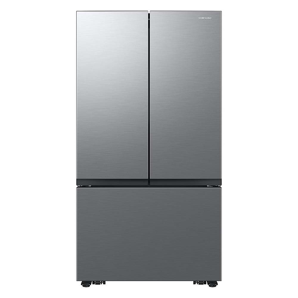 Front. Samsung - Open Box 27 cu. ft. 3-Door French Door Counter Depth Smart Refrigerator with Dual Auto Ice Maker - Fingerprint Resistant Stainless Look.