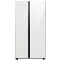 Samsung - Open Box BESPOKE Side-by-Side Smart Refrigerator with Beverage Center - White Glass - Front_Zoom