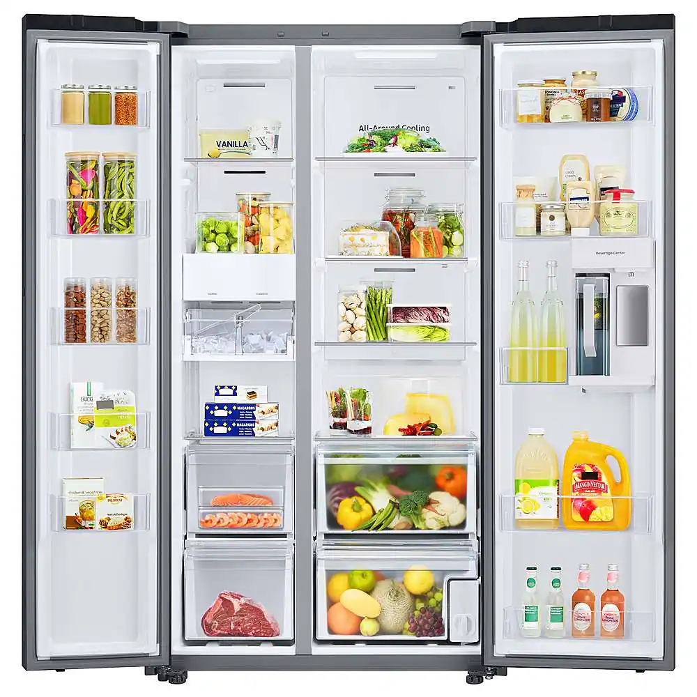 Alt View 14. Samsung - Open Box BESPOKE Side-by-Side Counter Depth Smart Refrigerator with Beverage Center - Stainless Steel.