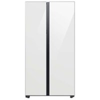 Samsung - Open Box BESPOKE Side-by-Side Counter Depth Smart Refrigerator with Beverage Center - White Glass - Front_Zoom
