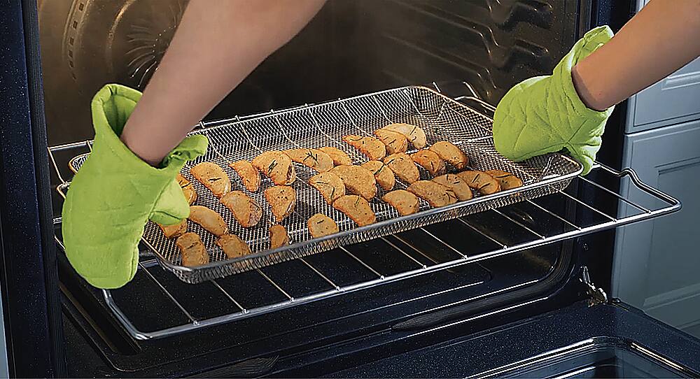 Alt View 35. Samsung - Open Box Flex Duo 6.3 cu. ft. Front Control Slide-in Dual Fuel Range with Smart Dial, Air Fry & WiFi - Stainless Steel.