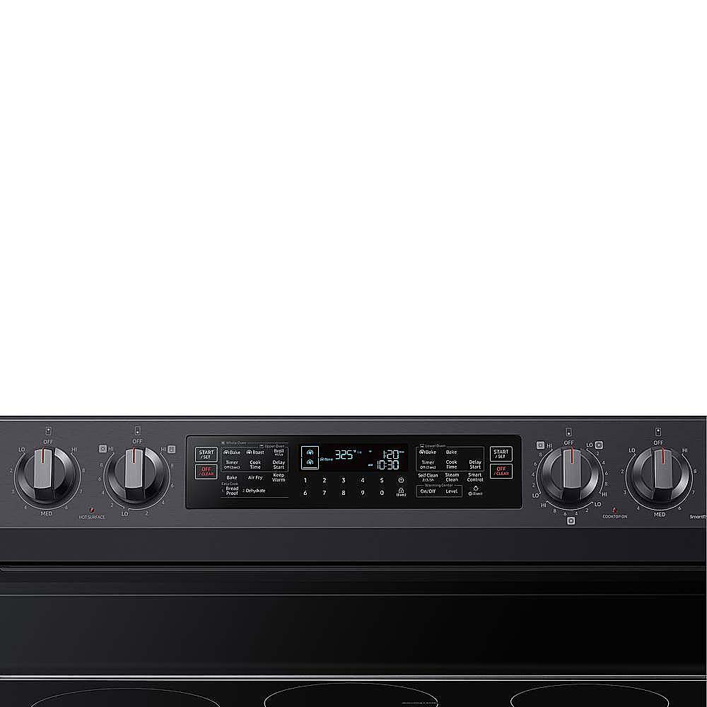 Alt View 15. Samsung - Open Box 6.3 cu. ft. Smart Freestanding Electric Range with Flex Duo, No-Preheat Air Fry & Griddle - Fingerprint Resistant Black Stainless Steel.