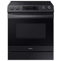 Samsung - Open Box 6.3 cu. ft. Smart Instant Heat Slide-in Induction Range with Air Fry & Convection+ - Black Stainless Steel - Front_Zoom