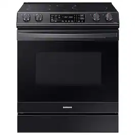Samsung - Open Box 6.3 cu. ft. Smart Instant Heat Slide-in Induction Range with Air Fry & Convection+ - Black Stainless Steel