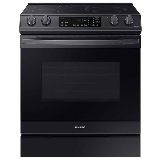 Samsung Open Box 6.3 cu. ft. Smart Instant Heat Slide in Induction Range with Air Fry Convection Black Stainless Steel OBX NE63B8611SG AA Best