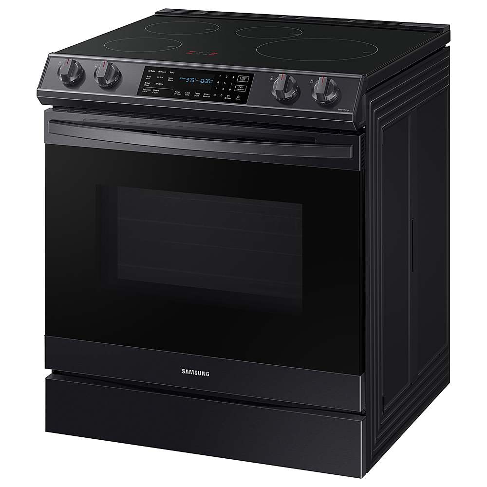 Alt View 18. Samsung - Open Box 6.3 cu. ft. Smart Instant Heat Slide-in Induction Range with Air Fry & Convection+ - Black Stainless Steel.