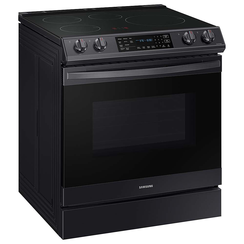 Alt View 21. Samsung - Open Box 6.3 cu. ft. Smart Instant Heat Slide-in Induction Range with Air Fry & Convection+ - Black Stainless Steel.
