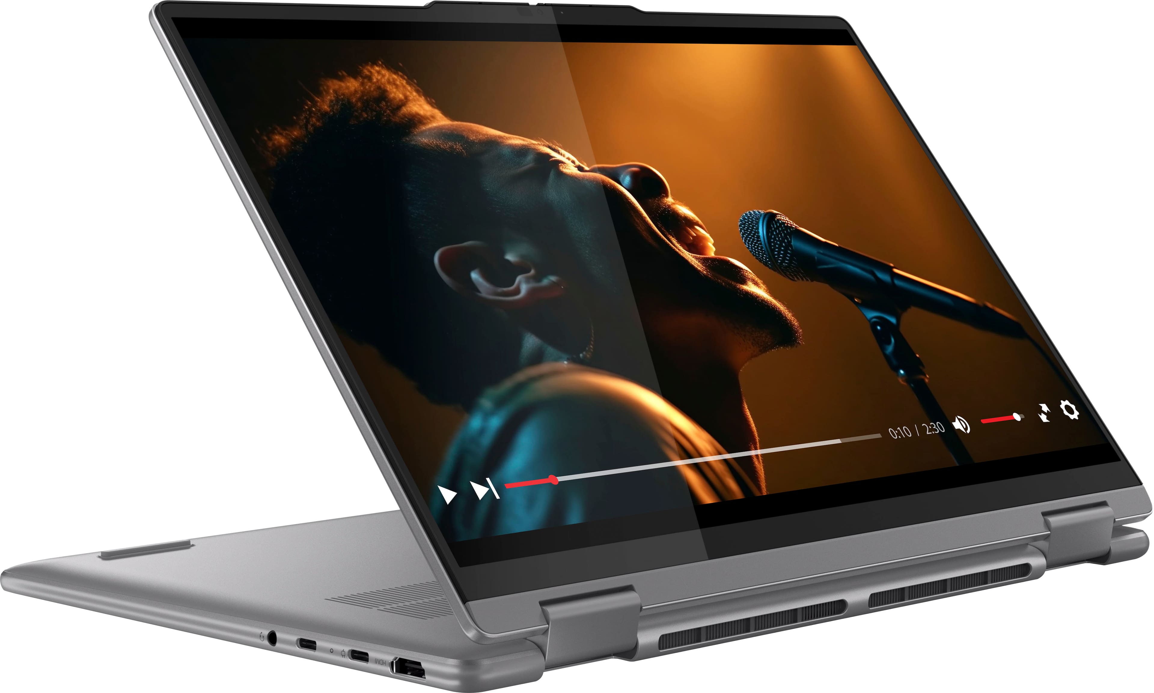 Angle. Lenovo - Yoga 7 2-in-1 14" 2K Touchscreen Laptop - AMD Ryzen 5 8640HS with 8GB Memory - 512GB SSD - Artic Grey.