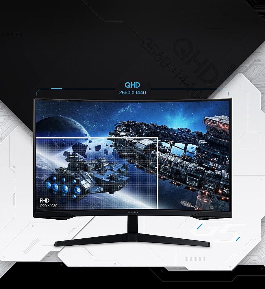 Alt View 24. Samsung - 32" Odyssey 1000R Curved QHD 165Hz 1ms AMD FreeSync Gaming Monitor (DP, HDMI) - Black.