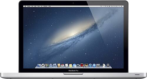 Front. Apple - Geek Squad Certified Refurbished MacBook Pro® - 15.4" Display - 8GB Memory - 750GB Hard Drive - Silver.