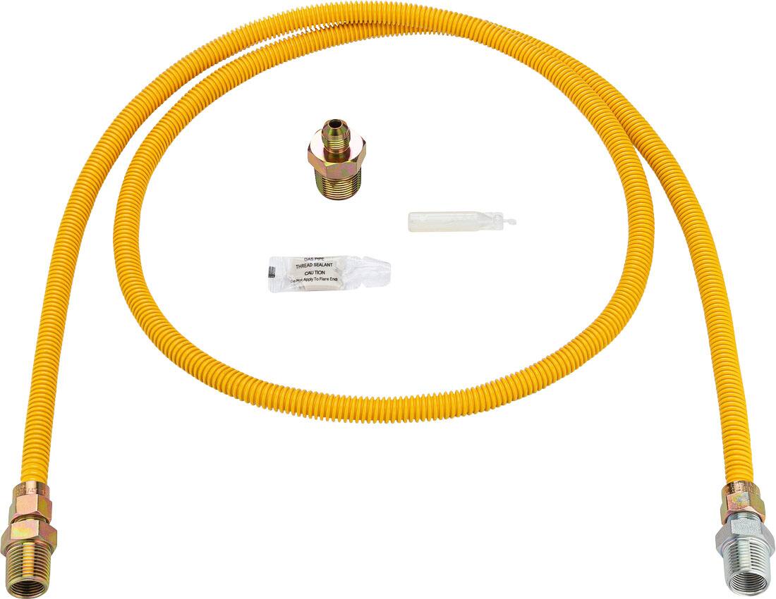 Angle. Smart Choice - 6' x 3/8" OD Coated Gas Connector Kit.