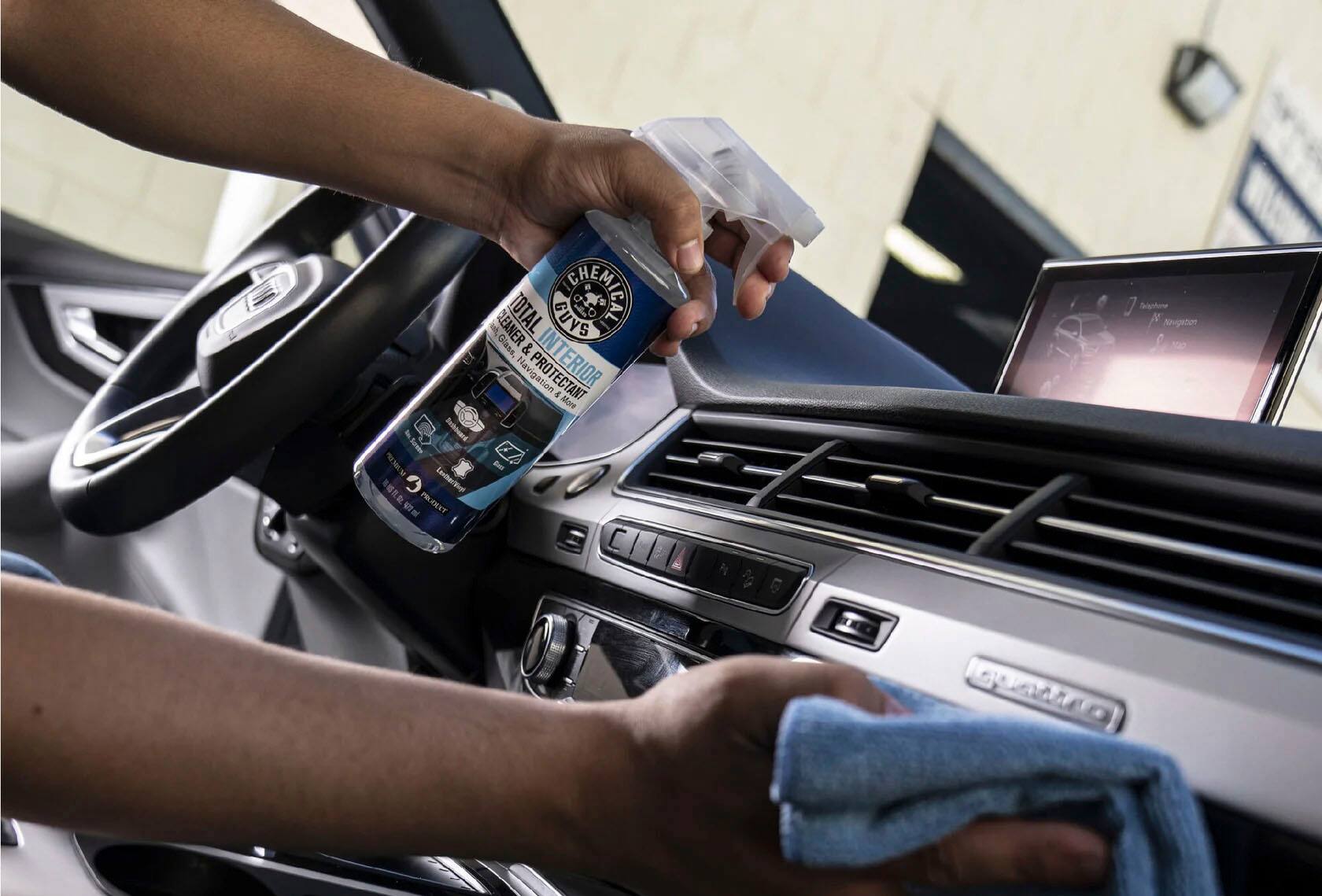 The text on the image reads: "Leaner Total Sand Iniect & Glass & 10 Navigation Protectant & More Better Beard Summ H M De Lnstarii E PRODEXT 67 m C1l Seipntone A Nogat O A."