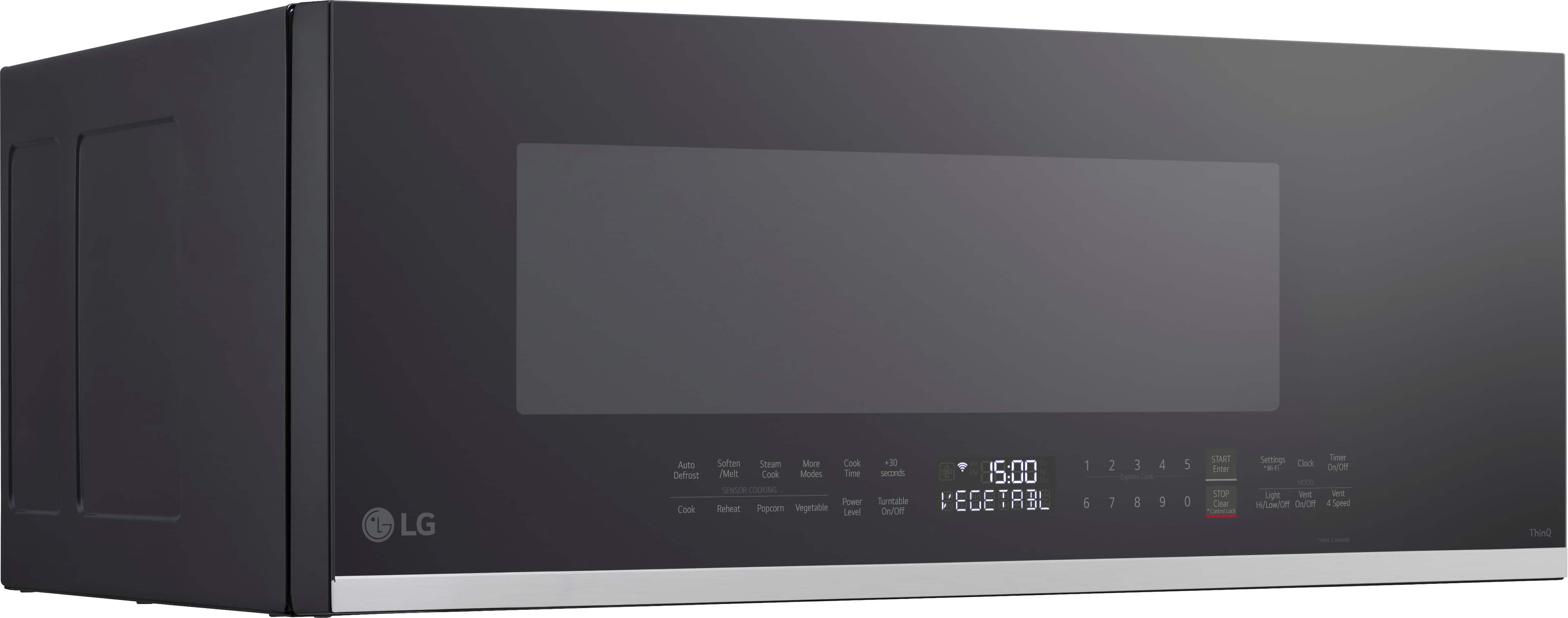 Angle. LG - 1.3 Cu. Ft. Low-Profile Over-The-Range Microwave with Sensor Cook and EasyClean - Black.