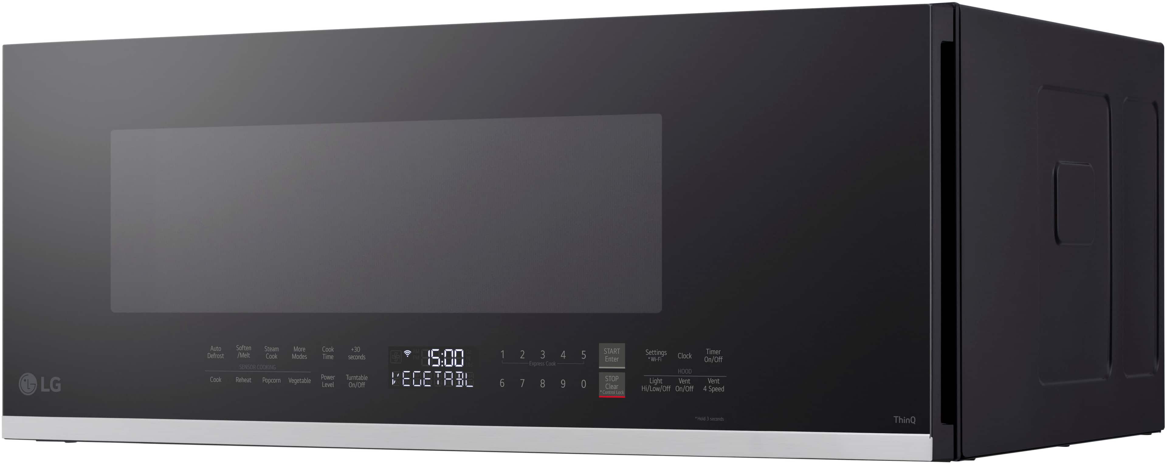 Left. LG - 1.3 Cu. Ft. Low-Profile Over-The-Range Microwave with Sensor Cook and EasyClean - Black.