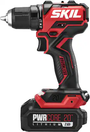 Angle. Skil - SKIL PWR CORE 20 Brushless 20V 1/2 IN. Compact Drill Driver Kit - Black/Red.