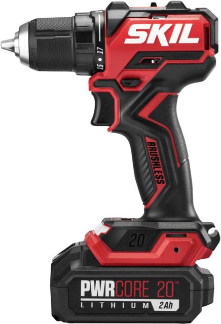 Angle. Skil - SKIL PWR CORE 20™ Brushless 20V 1/2 IN. Compact Drill Driver Kit - Black/Red.