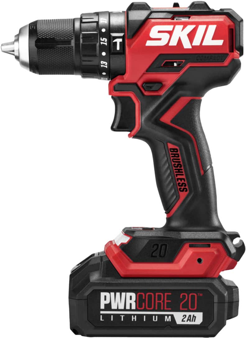 Skil - PWR CORE 20 Brushless 20V 1/2 IN. Compact Hammer Drill Kit - Black/Red - Front_Zoom