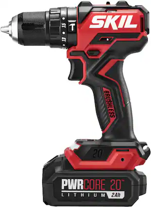 Front. Skil - SKIL PWR CORE 20 Brushless 20V 1/2 IN. Compact Hammer Drill Kit - Black/Red.