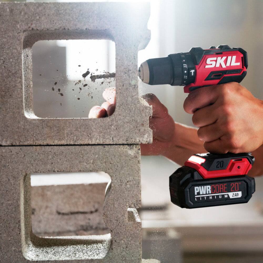 Alt View 13. Skil - SKIL PWR CORE 20 Brushless 20V 1/2 IN. Compact Hammer Drill Kit - Black/Red.